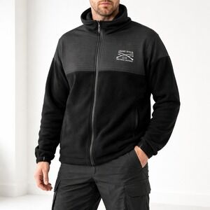Grunt Style Soft Shell Fleece Jacket Mens L Black Tactical Full Zip Wind Resist